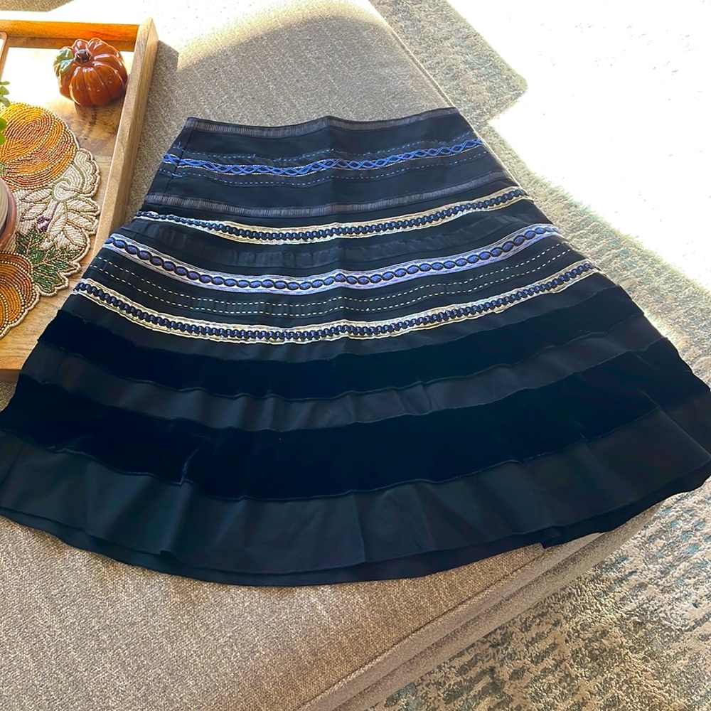 Limited Holiday Skirt with Blue, Black, and Silver Ribbon